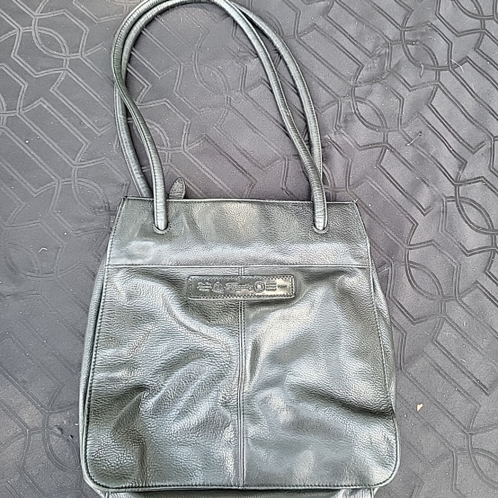 Fossil VTG Classic 75082 Blacl Leather  Satchel Handbag Purse Pebble Leather